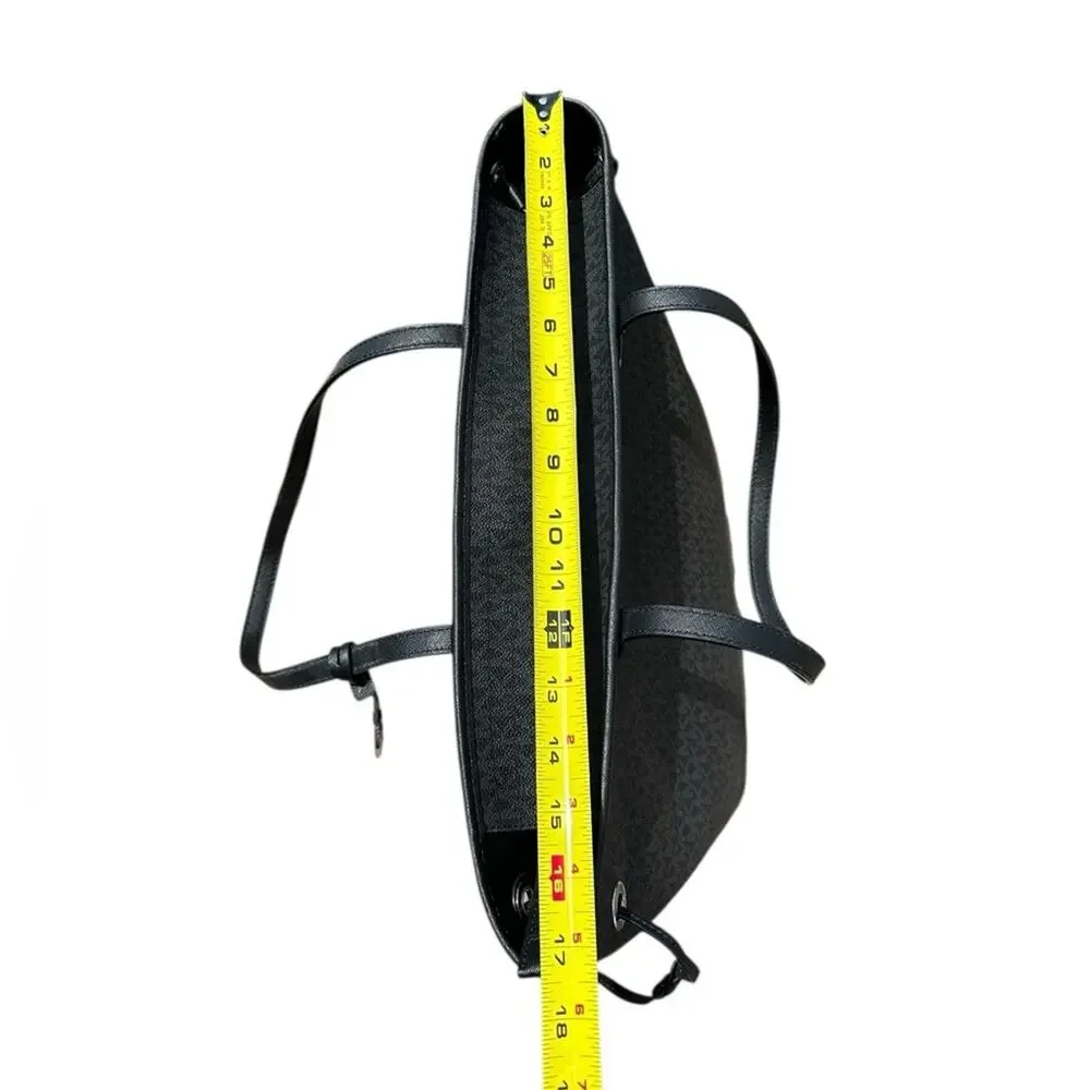 Michael Kors Black MK Logo Jet Set Travel Tote - Picture 10 of 12